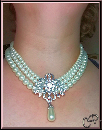 EleQueen Damen Halskette und Ohrringe mit Perlen Kettea10