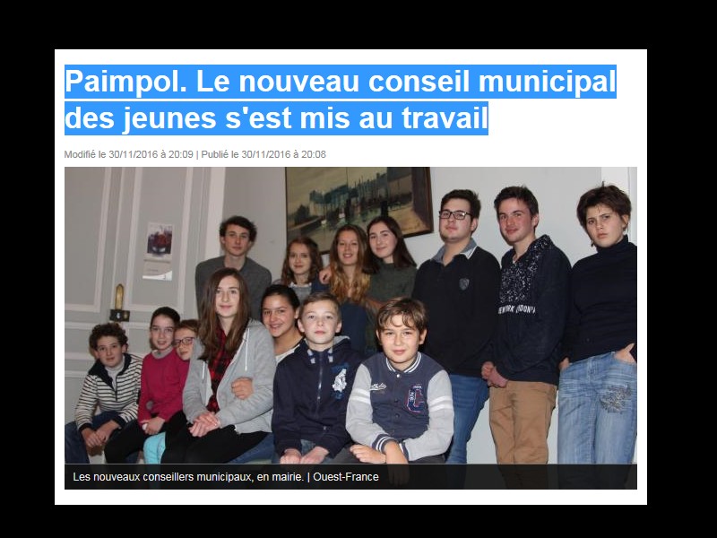 Paimpol. Le nouveau conseil municipal des jeunes s'est mis au travail  Sans_261