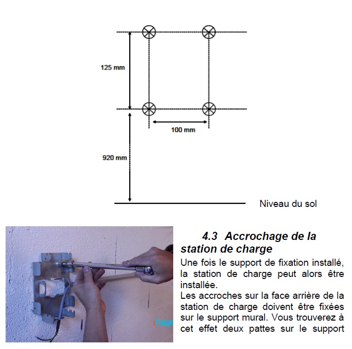 Schéma de fixation borne Hager XEV101 Sans_t14