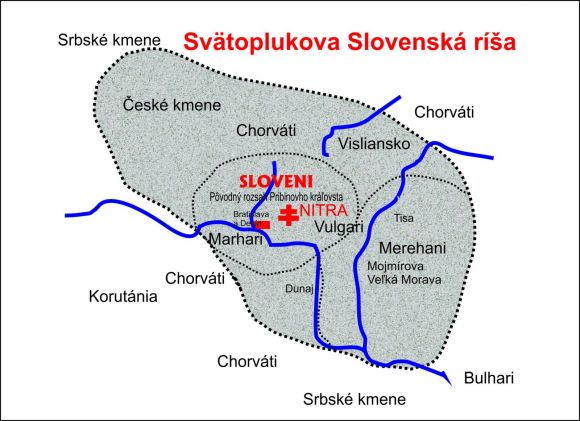Slovenská ríša a Veľká Morava Mapa-s10