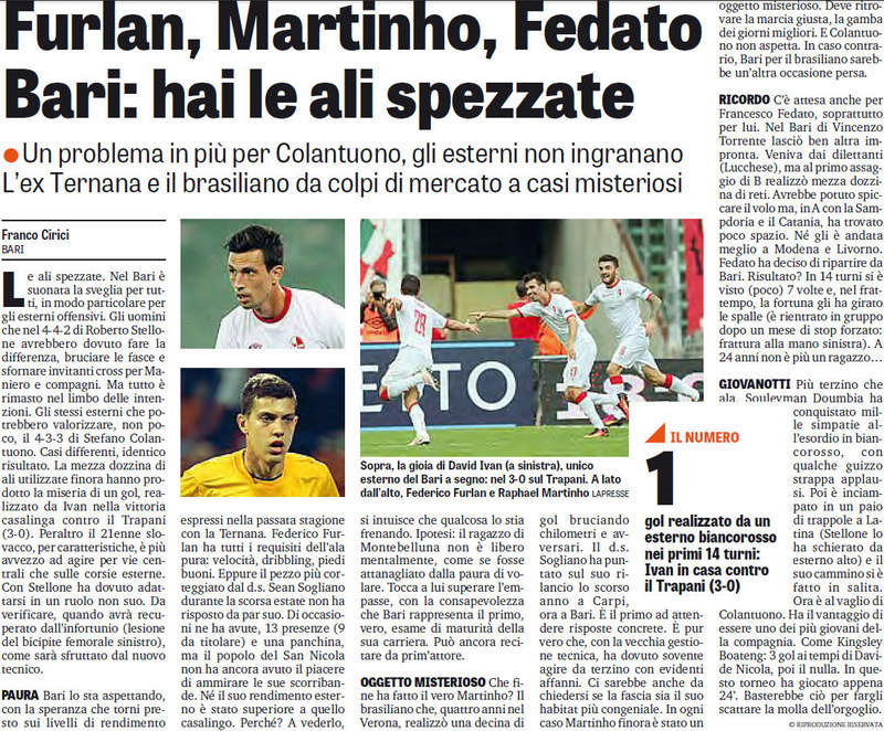 17/11/16 GDS - Furlan, Martinho, Fedato Bari: hai le ali spezzate Gds10