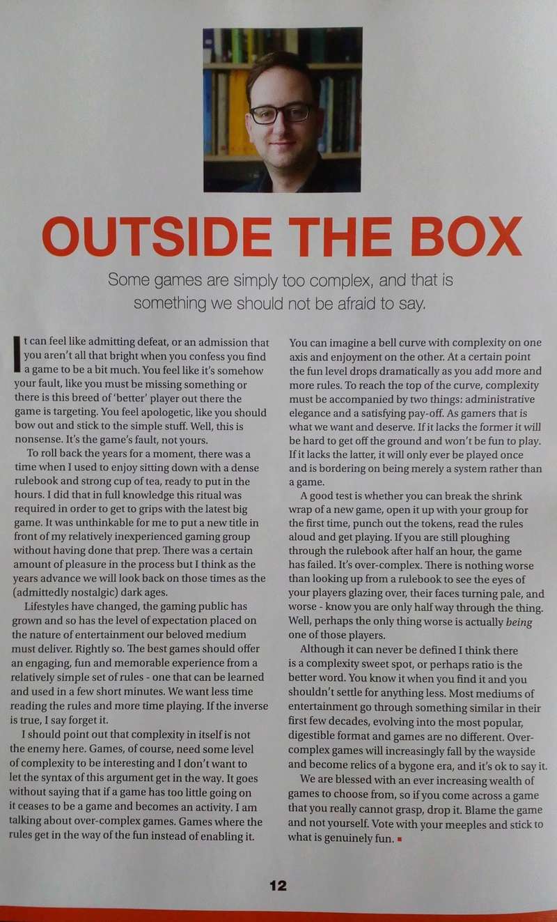 Thoughts on this article. Complexity in tabletop games.  Img_2011