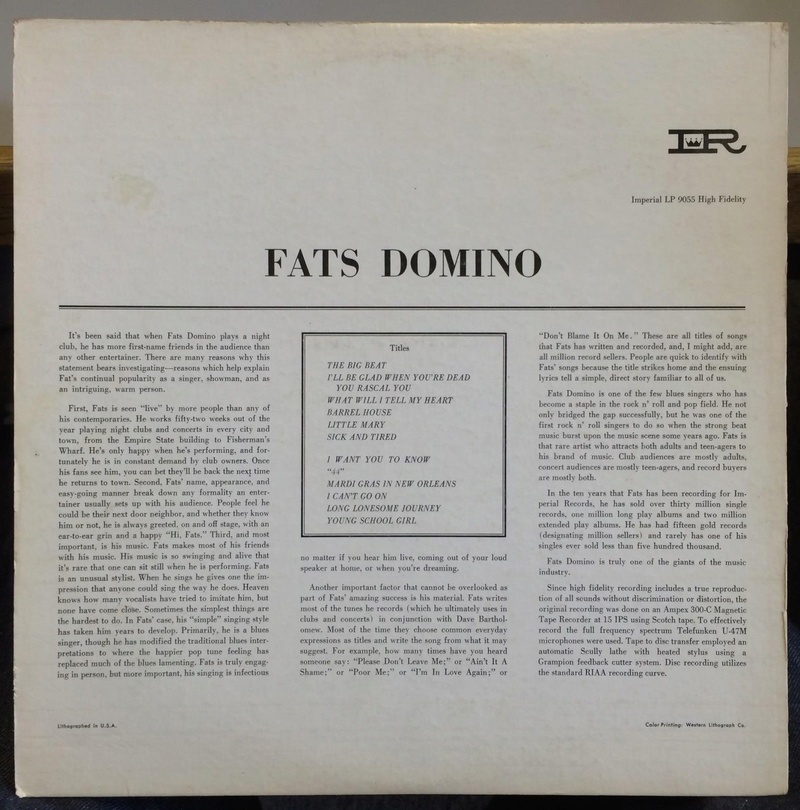 FATS DOMINO - The fabulous mr d - Imperial - LP-9055 - 1958 6010