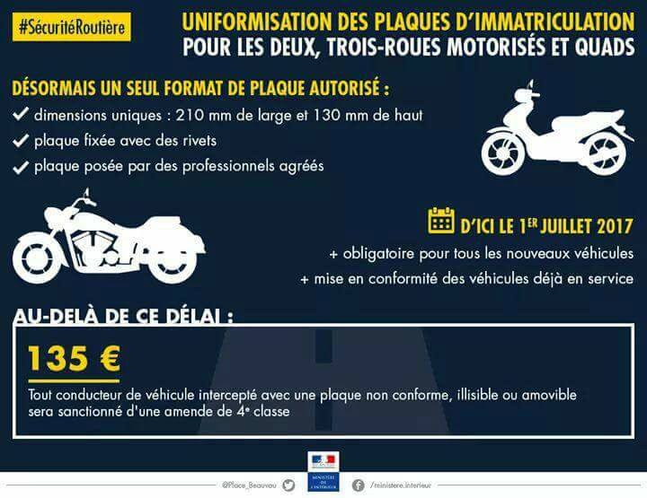 plaque - Plaques d'immatriculations moto : format 210x130 obligatoire au 1er juillet 2017 15578810