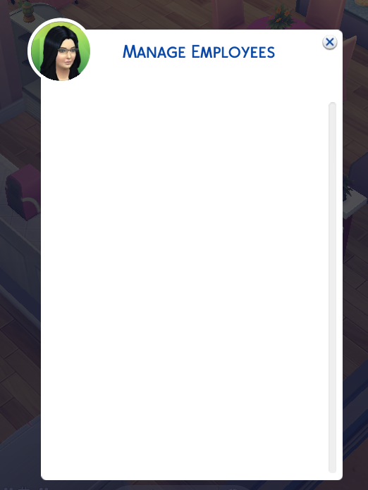 The sims 4 Managing emplyees window blank Bvttqs10