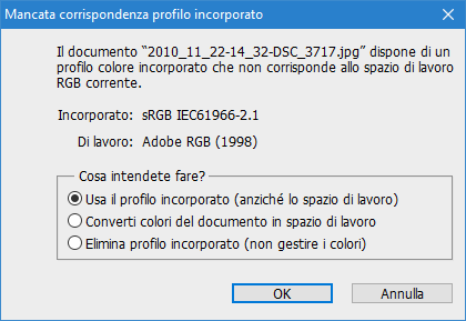 [Tutorial] Cosa fare quando Photoshop chiede se eliminare il profilo colore Photos12