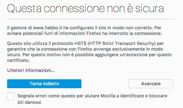 Errore: Habbo utilizza un certificato di sicurezza non valido Scherm90