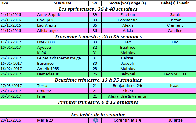 Les couveuses du 14 au 20 novembre 14au2010