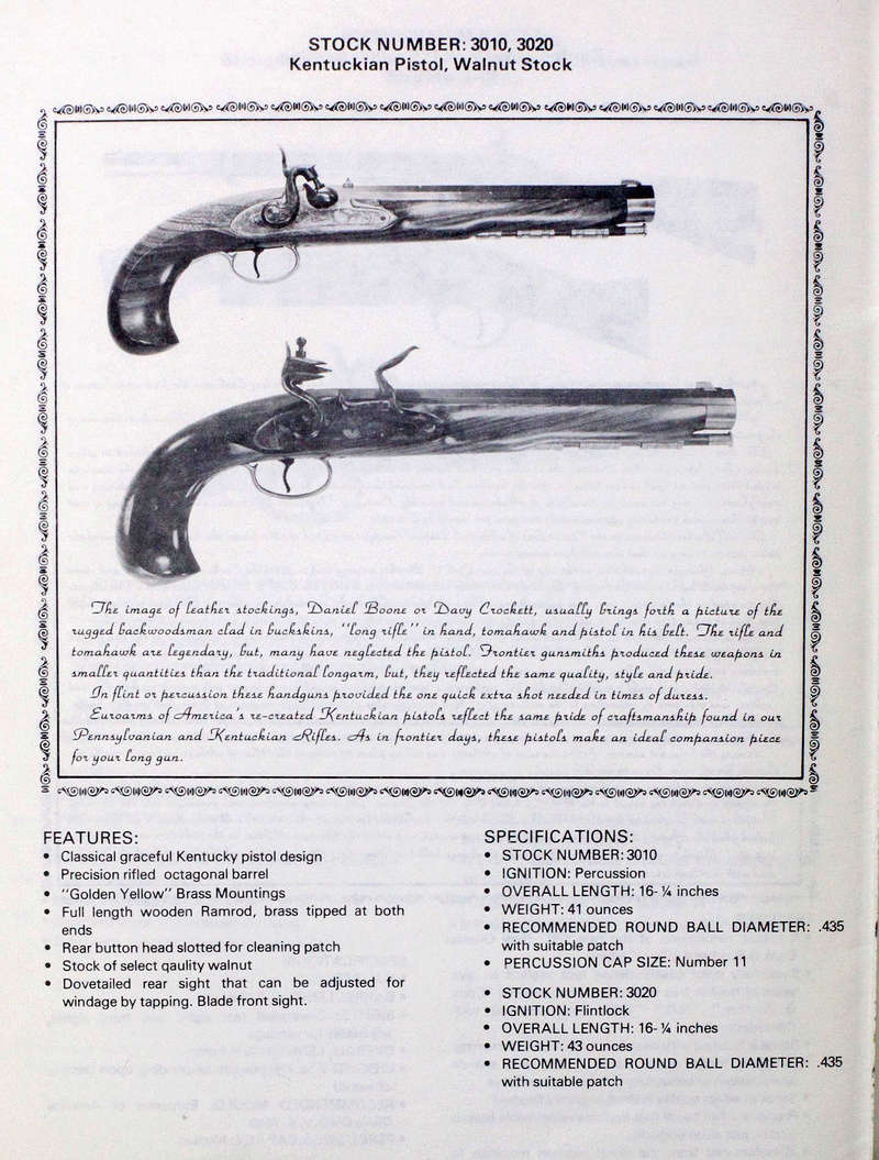 Renseignements sur pistolet kentucky Euroarms 03810