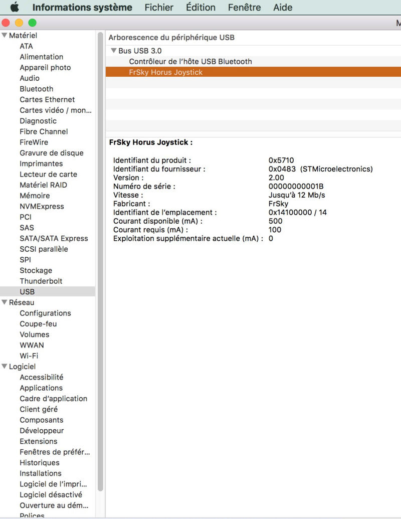 Mac Oxs Sierra Companion 2.2.0 360  OpenTX sur Horus Usb10