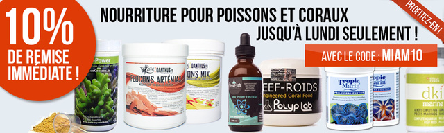 10% de remise sur la nourriture poissons et coraux Miam1010