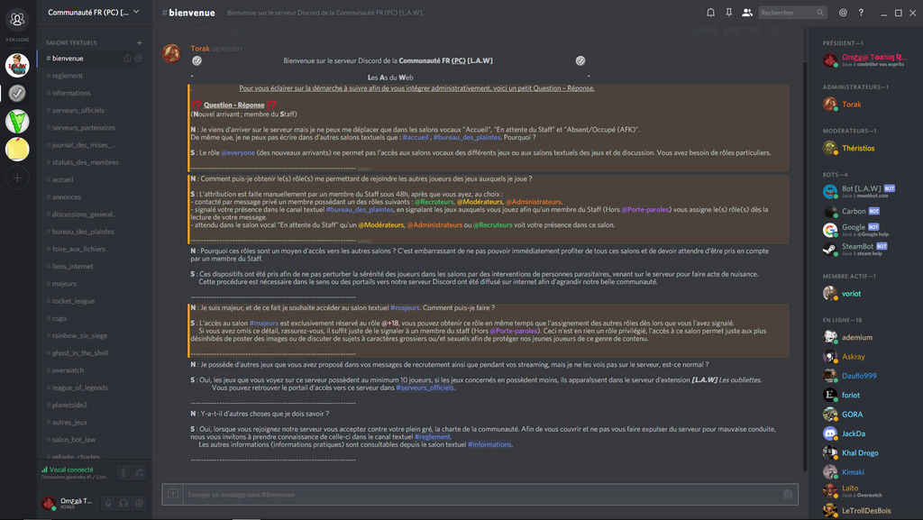 Fonctionnement du Discord