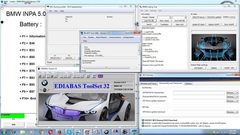 BMW Coding and Diagnostics Inpa EDIABAS NCS WinKFP Coding Tool USB Drivers S-l16010