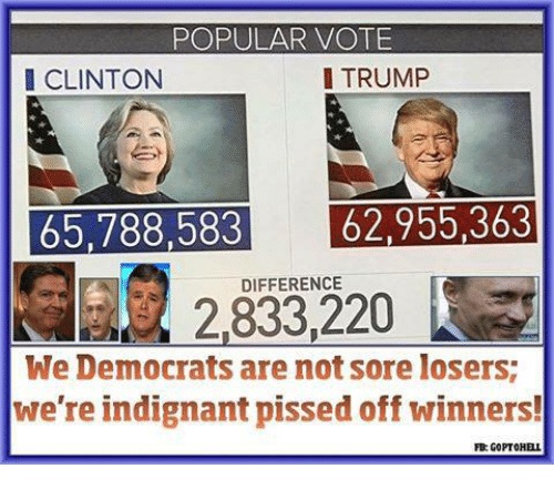 President Trump is really bothered by losing the popular vote by three million Popula10
