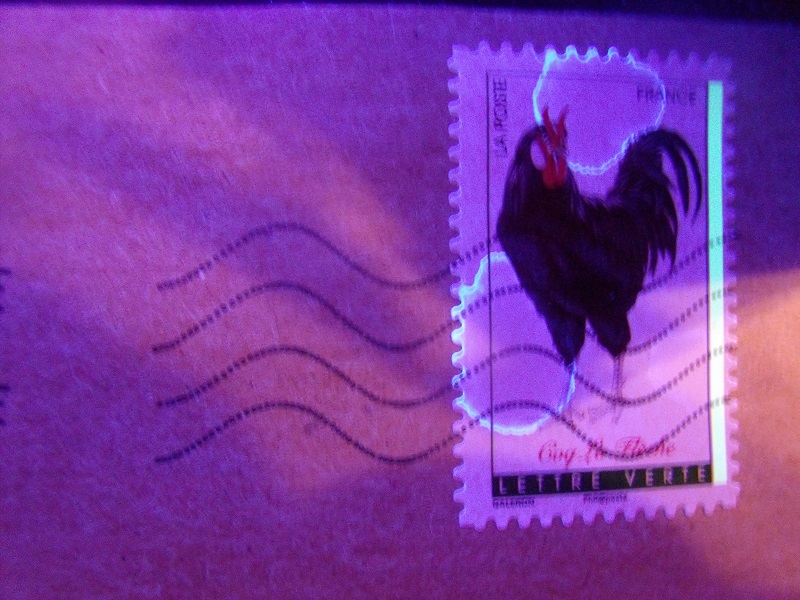 timbre autocollant COQ avec taches phosphorescentes Gedc0644