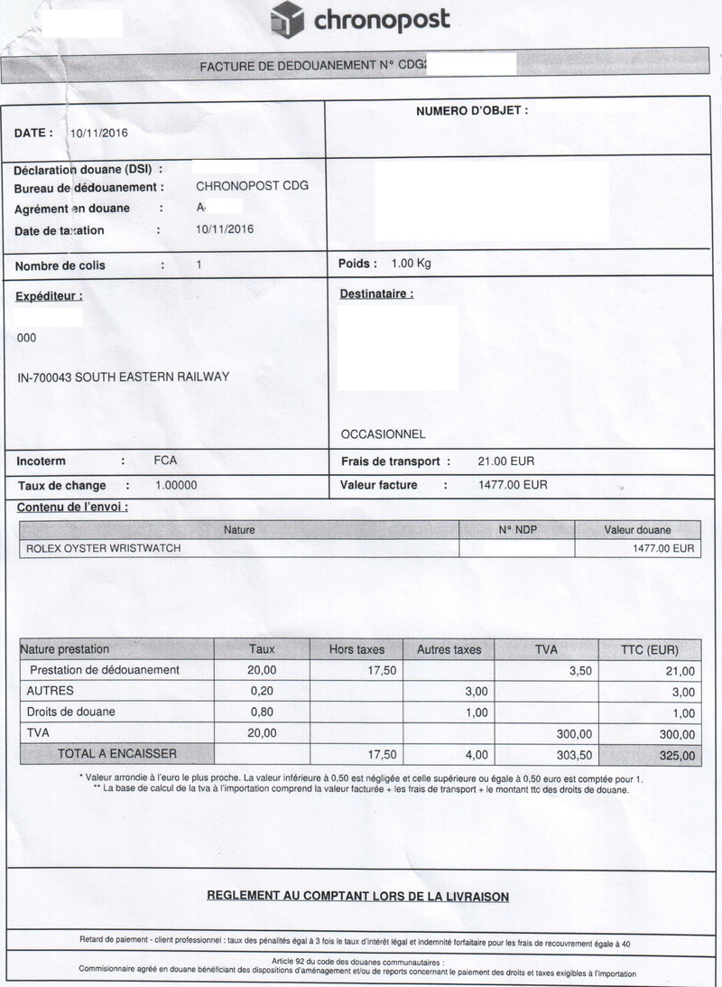 douane - Acheter sa montre à l'étranger et ... les douanes  [taxes] - Page 14 Douane10