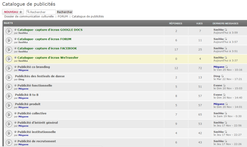 Catalogue- capture d'écran FORUM Catalo10