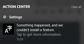 [ANSWERED] Couldn't install a feature. Acente10