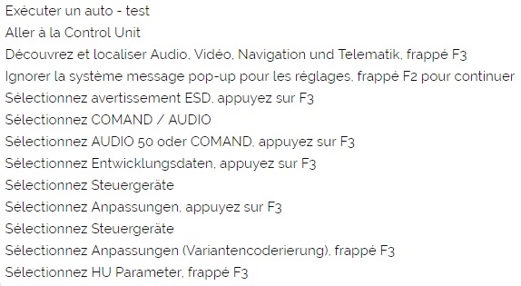 MB STAR : modification de parametres TV et DVD sans passer par le COMMAND APS Reglag15