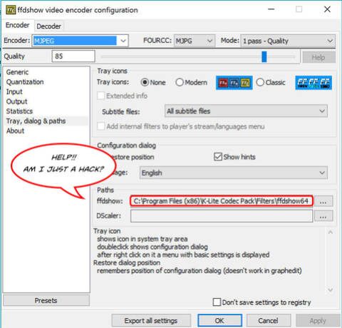 K Lite Installs Ffdshow Vfw As X86 No Options To Install As X64
