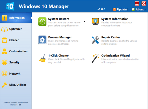 تحميل برنامج Windows 10 Manager لاصلاح و صيانة ويندوز 10  Window13