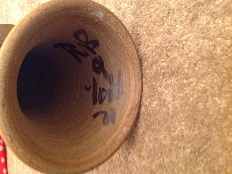 studio vase, written RB mark - John and Joy Bulford?  Signat11