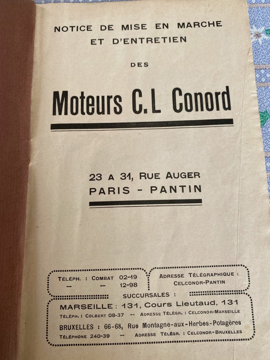 CL CONORD  Notice  1931 Type AZ, C, D, M et démarrage Pétrole 00214