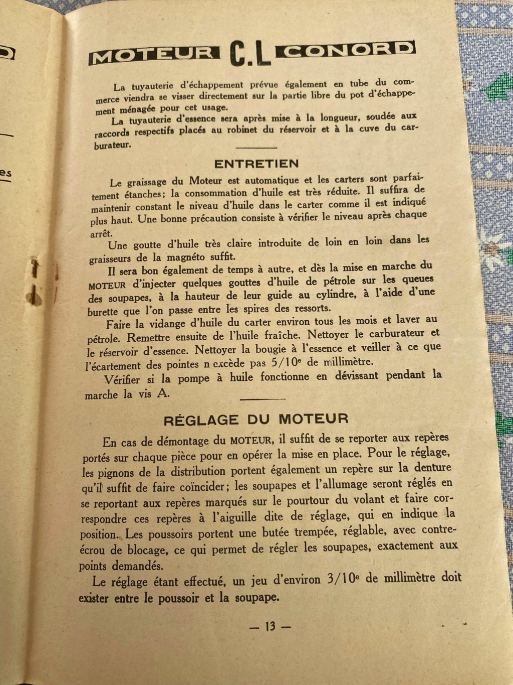 CL CONORD  Notice  1931 Type AZ, C, D, M et démarrage Pétrole 01312