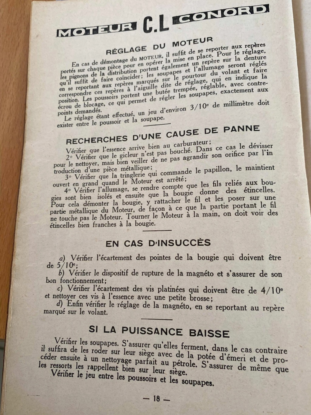 CL CONORD  Notice  1931 Type AZ, C, D, M et démarrage Pétrole 01812