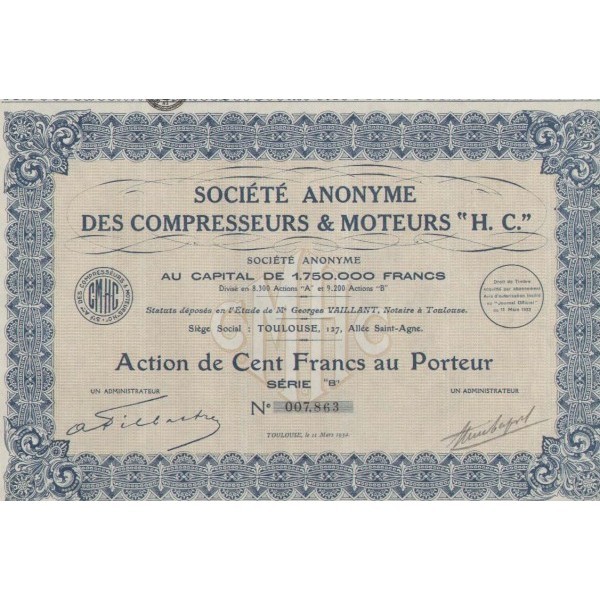 HC Société Anonyme des Moteurs " HC " Sa-des10