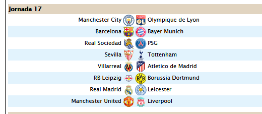 Resultados: Jornada 17 1710