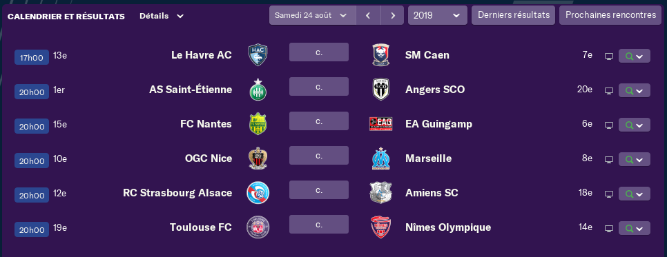 4ème journée de Ligue 1 Lundi 15 H 1413