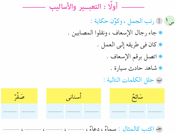 مراجعة اللغة العربية للصف الثالث الابتدائي ترم ثاني 110