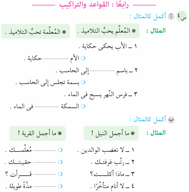 مراجعة اللغة العربية للصف الثالث الابتدائي ترم ثاني 1510