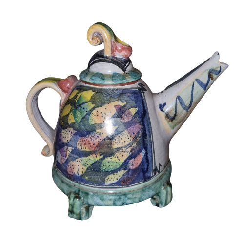 Multicoloured unusual teapot - David Constantine White  20230911