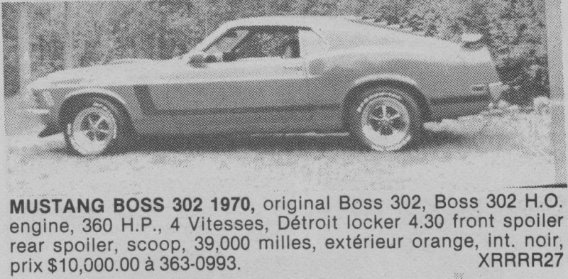 Des Mustang 1970 qui ont déja été a vendre au Québec dans les années 70s 80s 70boss10