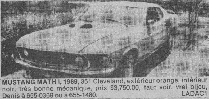 Des Mustang 1969 qui ont déja été a vendre au Québec dans les années 70s 80s   Match610