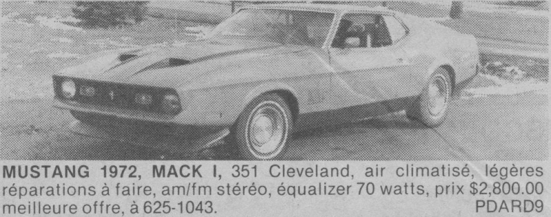  Des Mustang 1972 qui ont déja été a vendre au Québec dans les années 70s 80s Mustma10