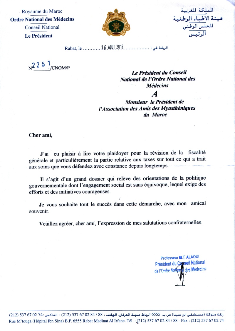 LETTRE DU  DOYEN MOULAY TAHAR ALAOUI A PROPOS DES TAXES SUR LES MALADIES AU MAROC My_tah10