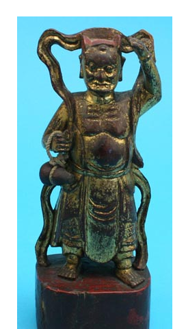 Statuette de guerrier chinois Nezha, en camphre, XIX Qing dynastie Image_78