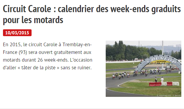 Circuit Carole : calendrier des week-ends graduits pour les motards Captur64