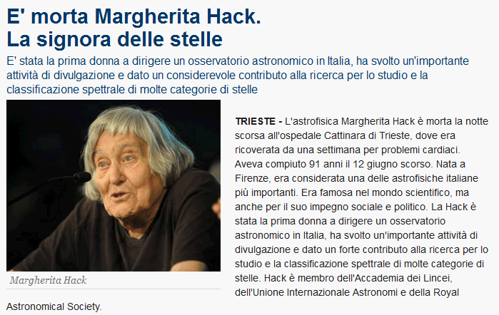 Addio a Margherita Hack Hack10