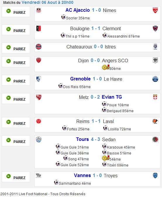 [Saison 2010/11] 1ère journée Ligue210