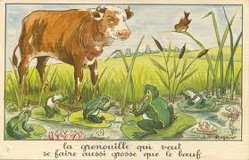 Fable de La Fontaine : la grenouille qui voulait se faire aussi grosse que le boeuf. Grenou10