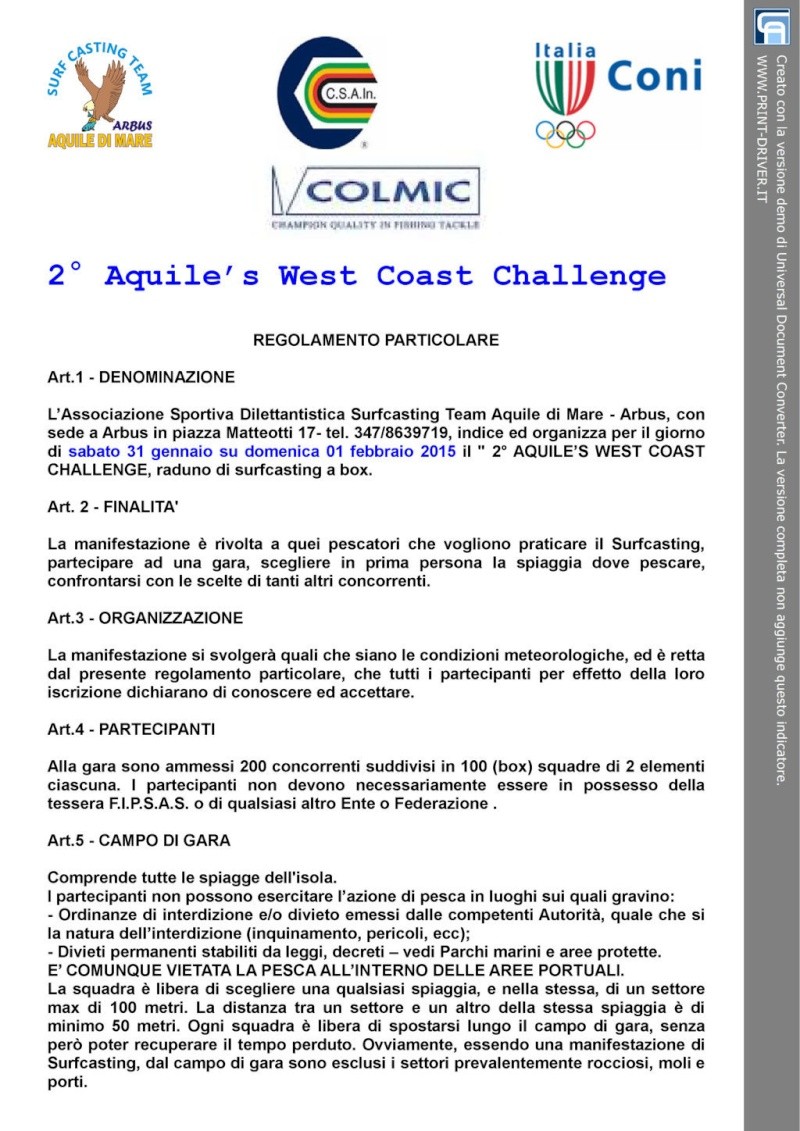 2° West Coast Challenge 2015 Regola10