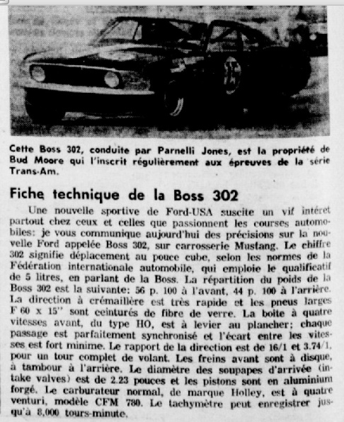 Article de journal du 10 aout 1969 sur la Boss 302 1969_b10