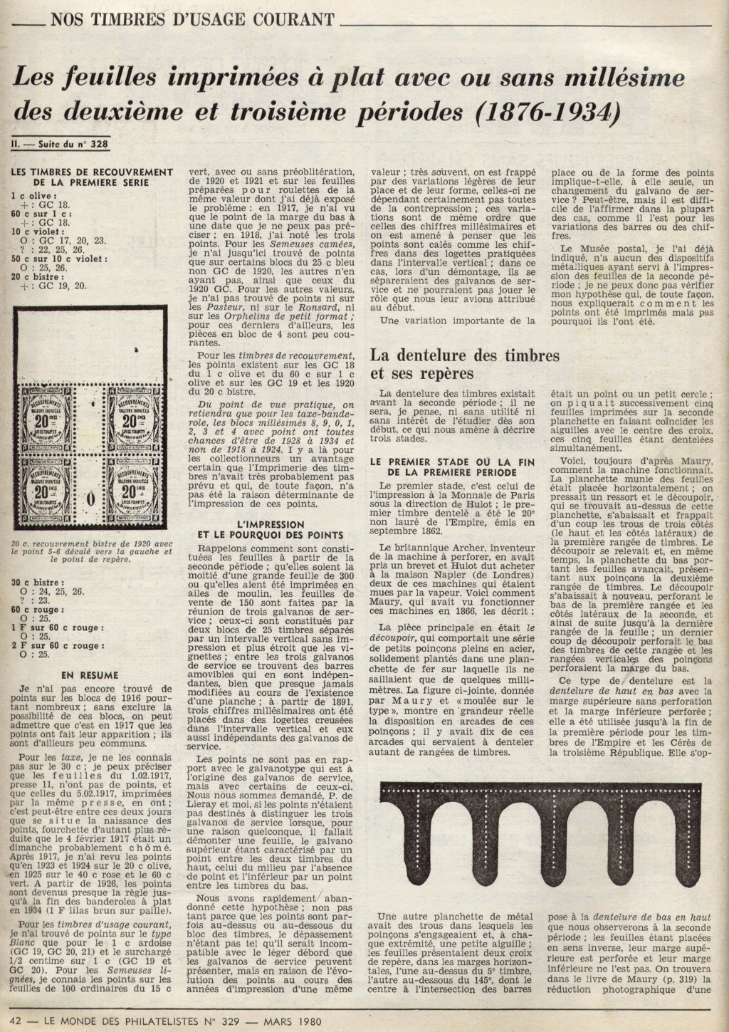 Monde des Philatélistes n°329 de mars 1980 article en pages 42-43 311