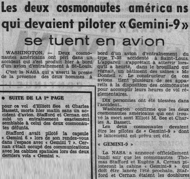 28 février 1966 décès de Charles Bassett et Elliot See 66030210