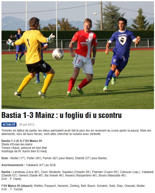 Match amical : SC Bastia 1-3 FSV Mainz S105