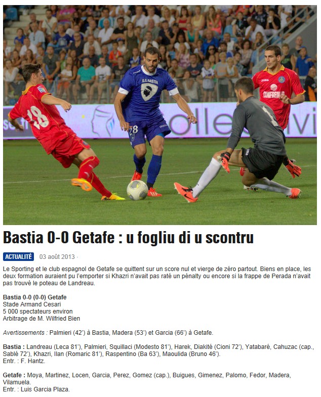 Match amical : SC Bastia 0-0 Getafe S118
